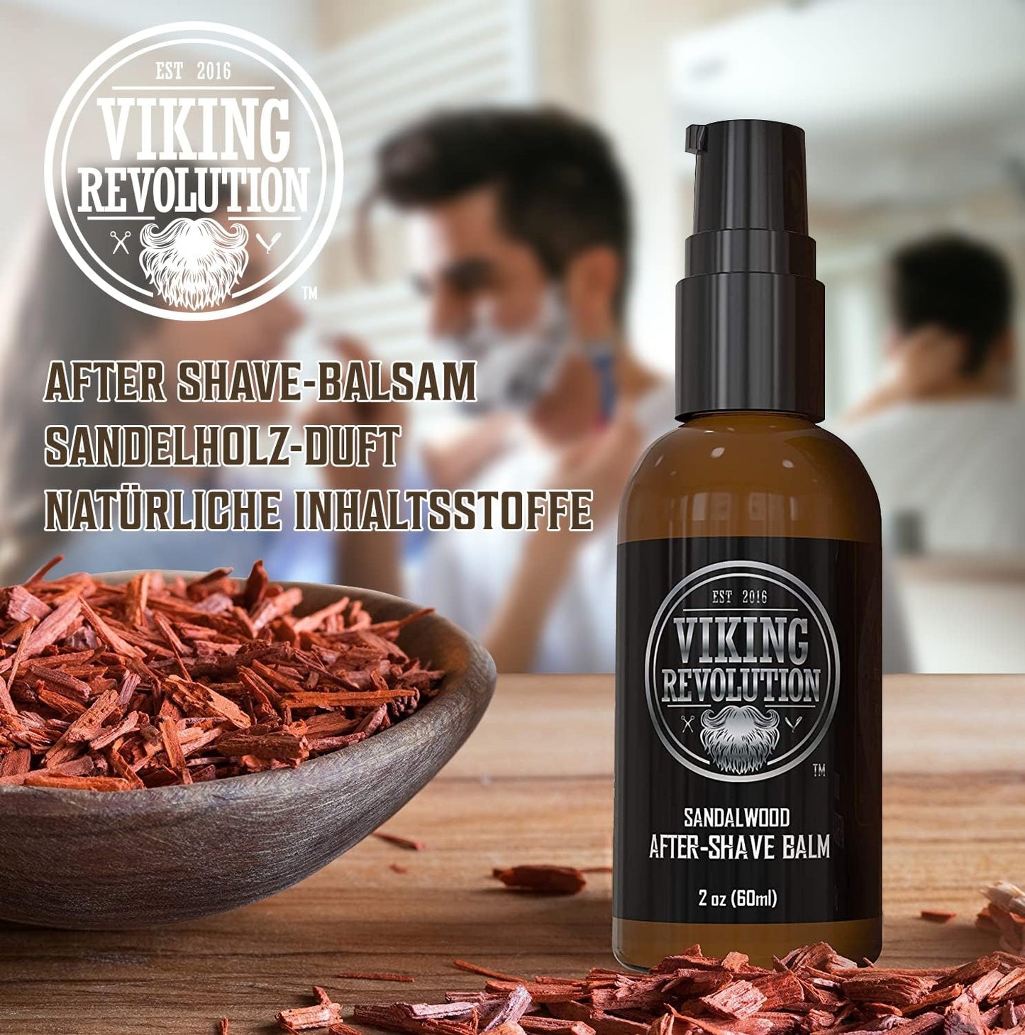 Viking Revolution Luxuriöser Premium After Shave Balsam für Männer - Beruhigt & Spendet dem Gesicht - Kein Rasurbrand für ein Seidenweiches Ergebnis - Sandelholz