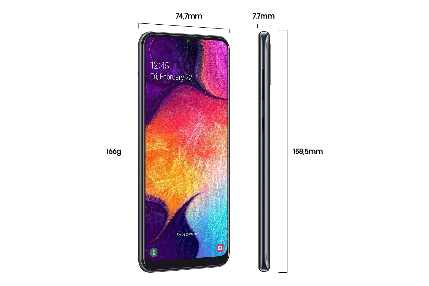 Samsung Galaxy A50 Smartphone (16.3cm (6.4 Zoll) 128GB interner Speicher, 4GB RAM, Schwarz) - Deutsche Version