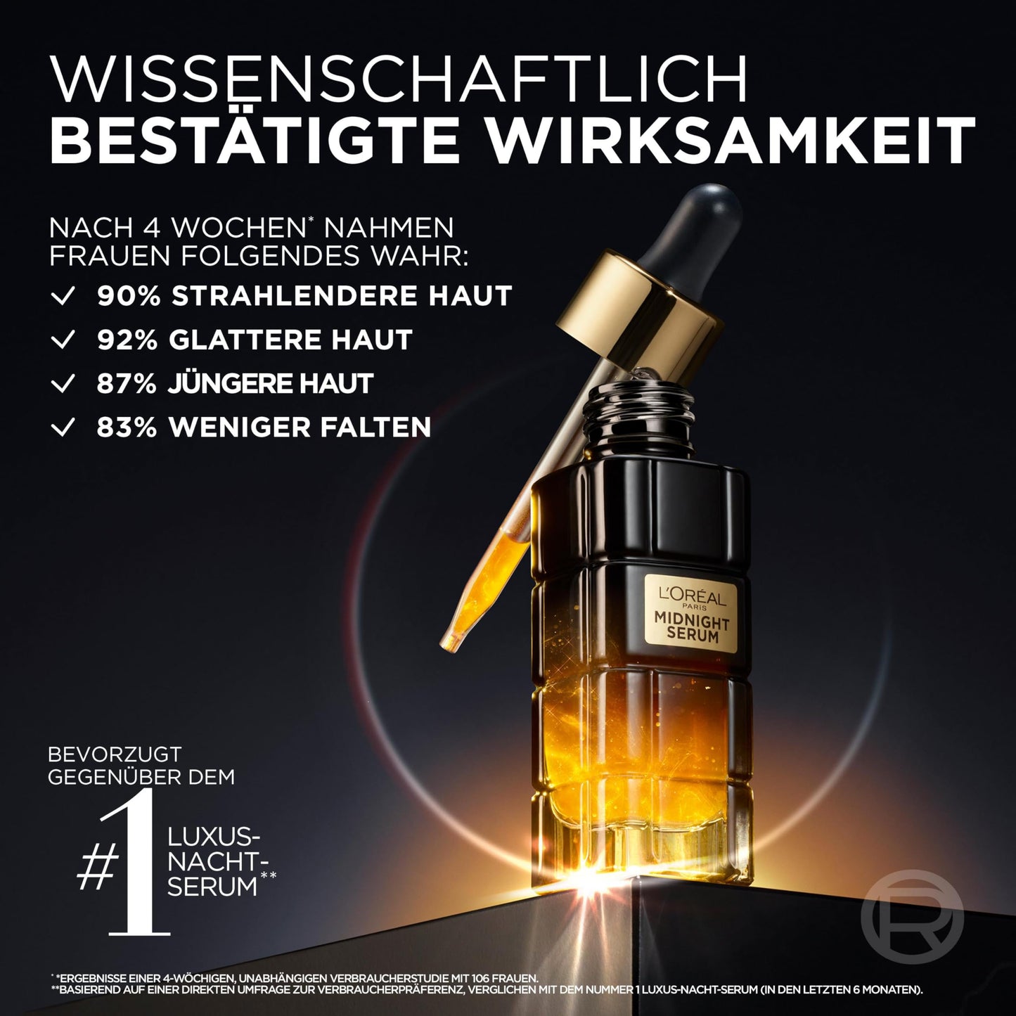 L'Oréal Paris Midnight Serum für Frauen: Zell-Regeneration über Nacht & schützt vor freien Radikalen am Tagfür weniger Falten, glattere und jüngere Haut, Age Perfect Zell Renaissance1x 30ml