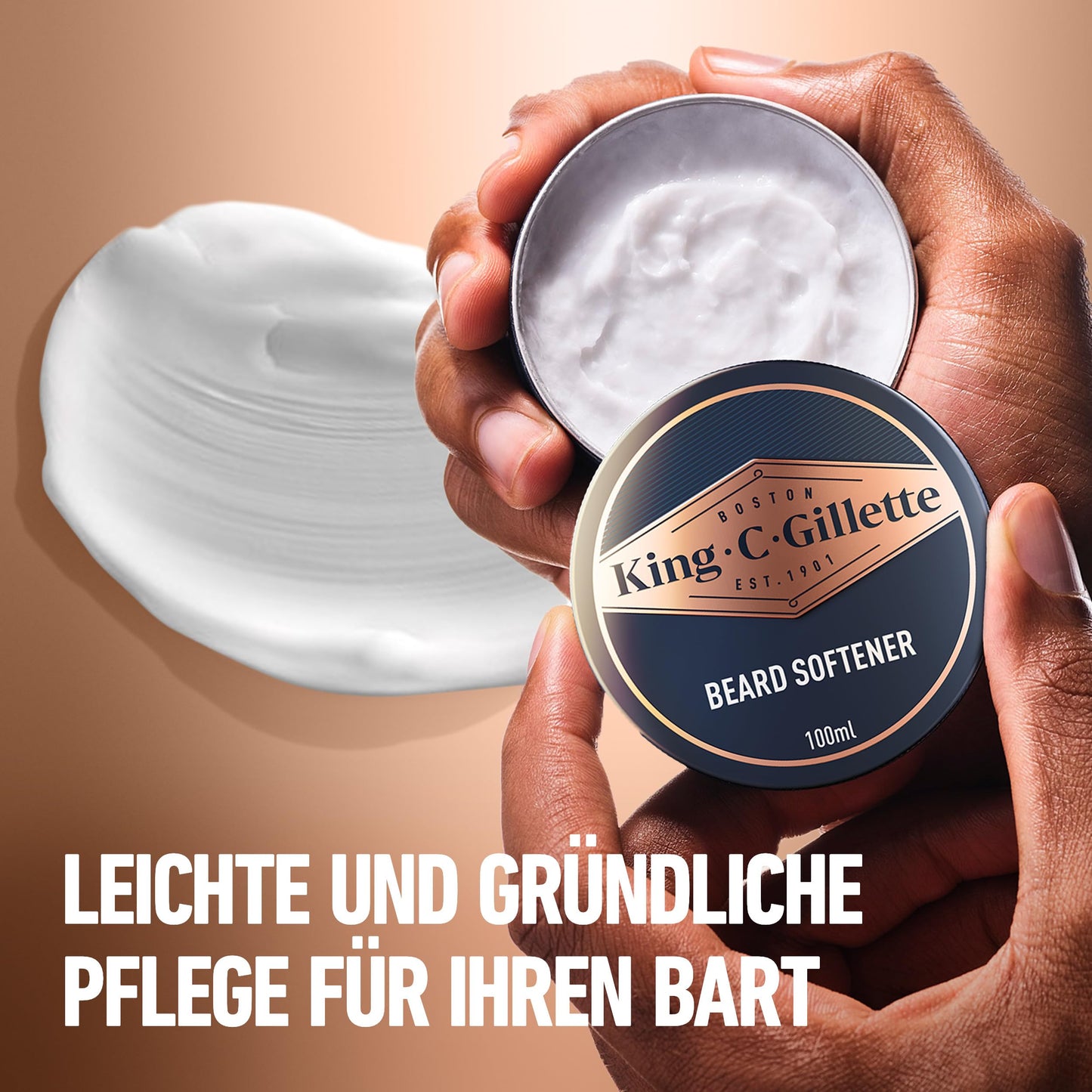 King C. Gillette Bartbalsam für Männer, leichte und tiefgreifende Bartpflege, mit dem charakteristischen Duft von King C. Gillette, 100 ml