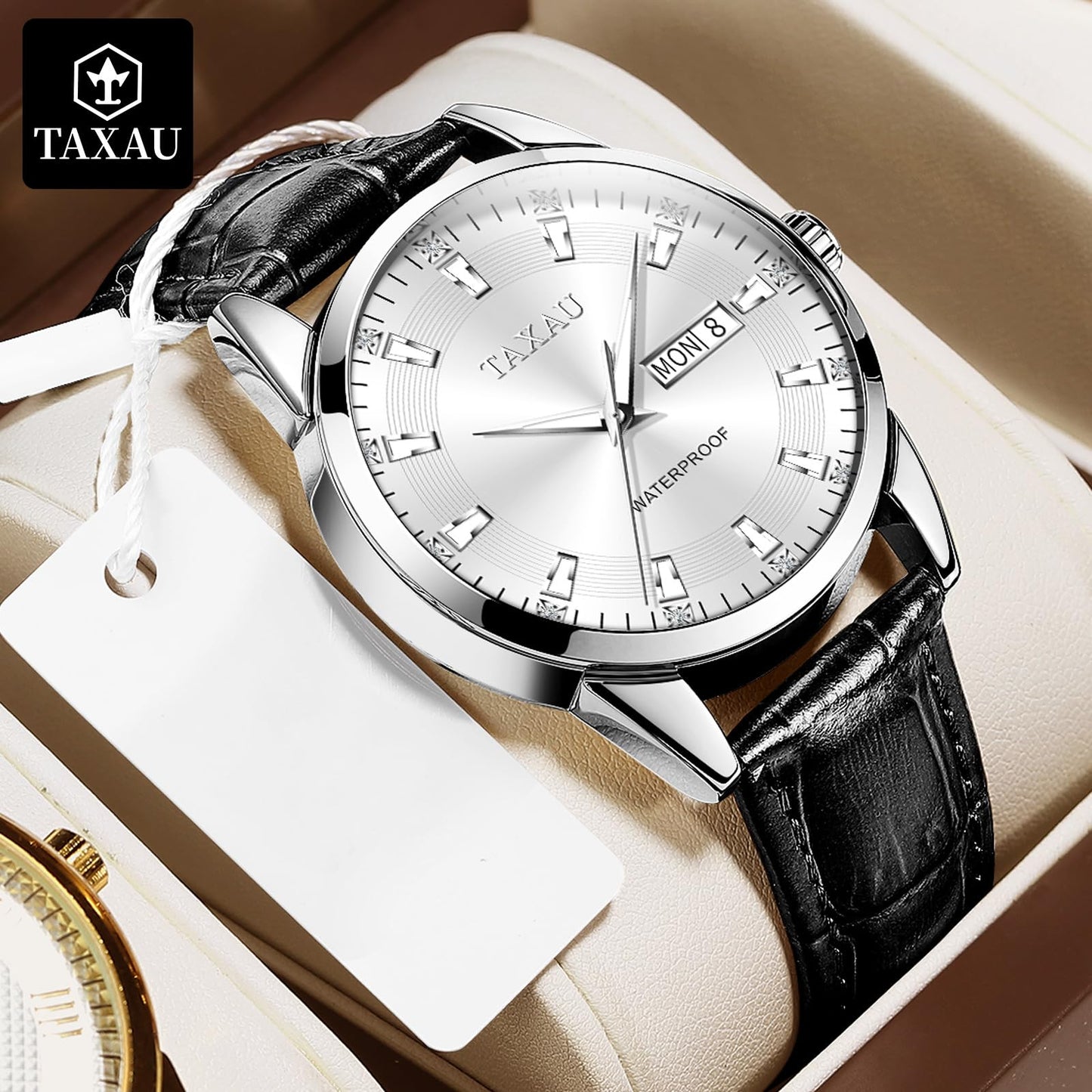 Taxau Uhren Männer Kleid Luxus Diamant Big Dial Armbanduhr für Männer mit Datum wasserdichte leuchtende Edelstahl Quarz Männliche Uhr Reloyes para Hombres