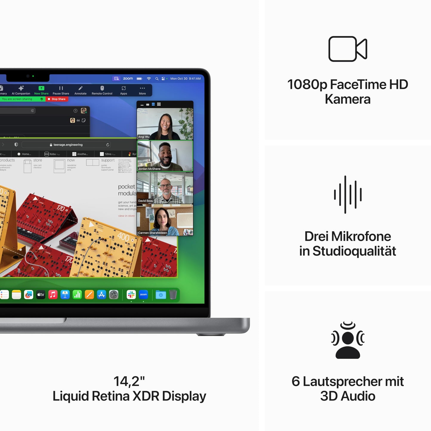 Apple 2023 MacBook Pro Laptop M3 Chip mit 8‑Core CPU, 10‑Core GPU: 14,2" Liquid Retina XDR Display, 8 GB gemeinsamer Arbeitsspeicher, 512 GB SSD Speicher. Funktioniert mit iPhone/iPad, Space Grau