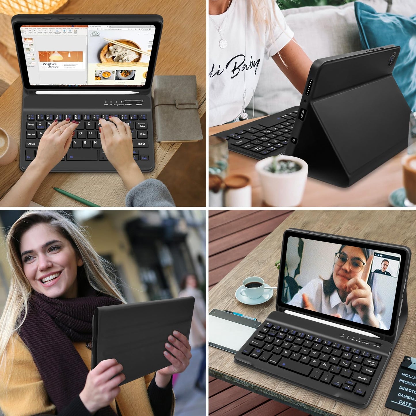 Hofsos für Samsung Tablet A9 Tastatur Hülle - Galaxy Tab A9 Hülle mit Tastatur, (Deutsches QWERTZ) Tastatur Magnetische Wireless Abnehmbare Bluetooth für Samsung Galaxy Tab А9 2023 8,7 Zoll, Schwarz