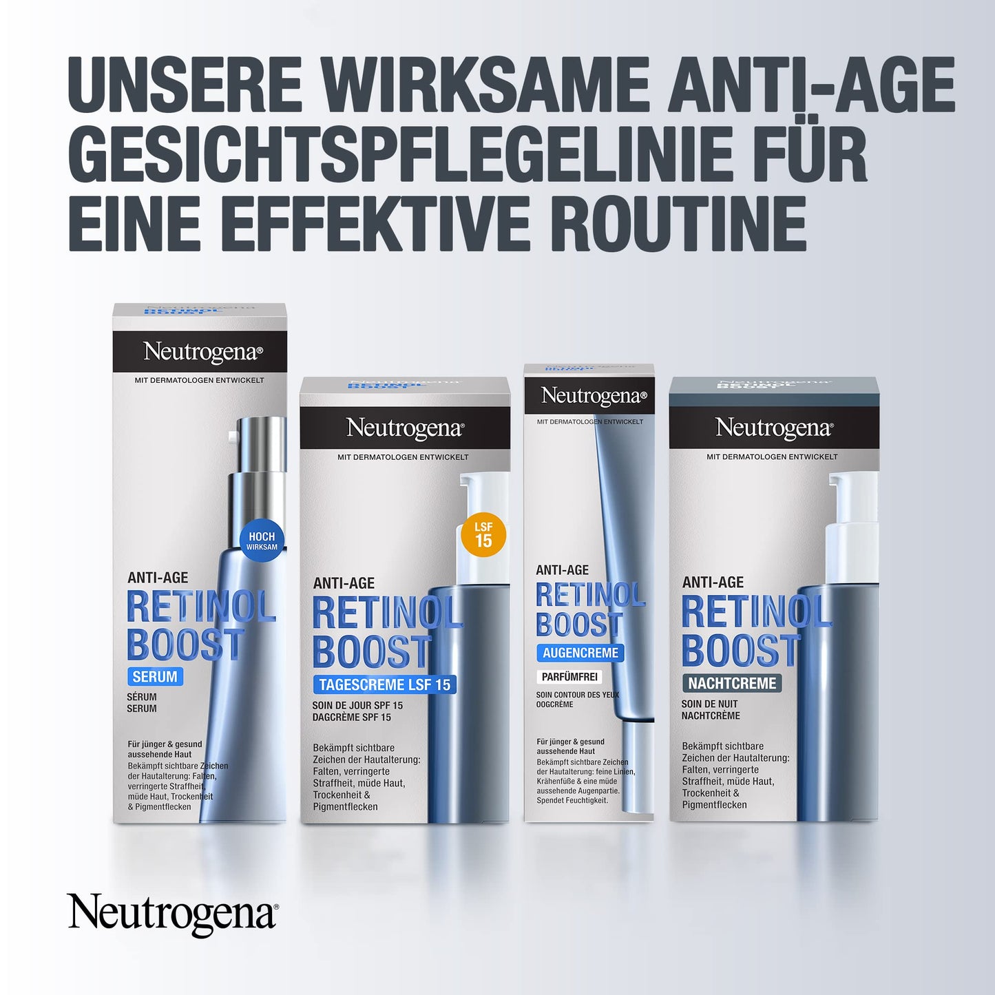 Neutrogena Retinol Boost Nachtcreme, leichte Anti Aging Gesichtscreme mit Retinol, feuchtigkeitsspendende Gesichtspflege bekämpft sichtbare Zeichen der Hautalterung, mildert Pigmentflecken (50 ml)