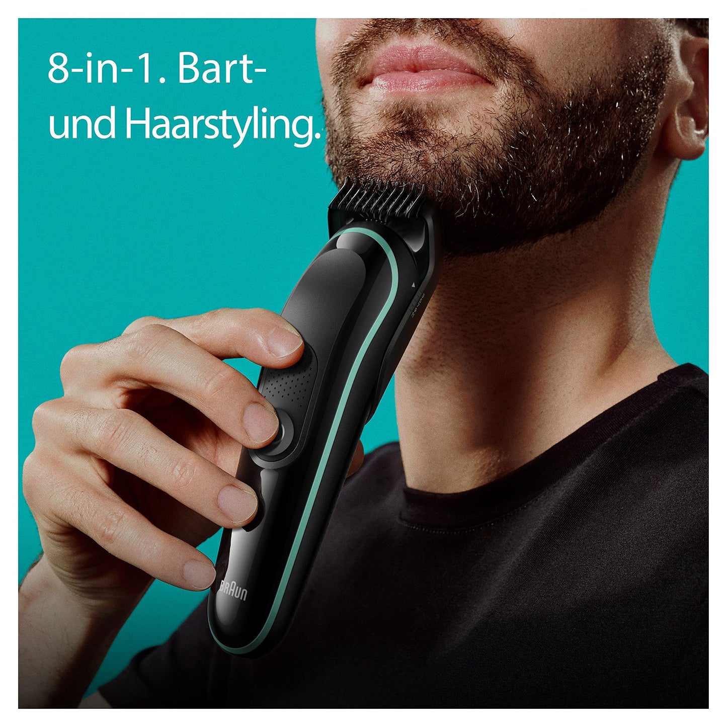 Braun All-In-One Bartpflege Bodygroomer Set, 8-in-1 Barttrimmer / Bartschneider, Trimmer/Haarschneider Herren, Haarschneidemaschine, wasserdicht, 80 Min. kabellose Laufzeit, MGK3441