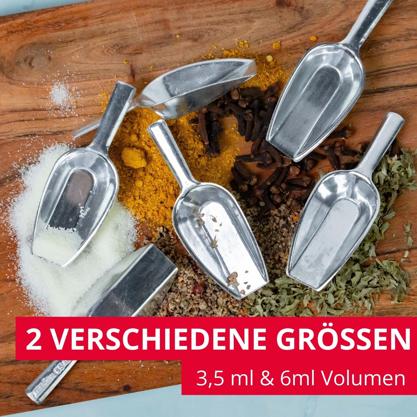 Westmark Gewürzschaufeln Hygia – 6 praktische Mini-Schaufeln zum sauberen Dosieren von trockenen Zutaten wie Zucker und Gewürzen oder Tierfutter und Süßigkeiten – 3,5 ml