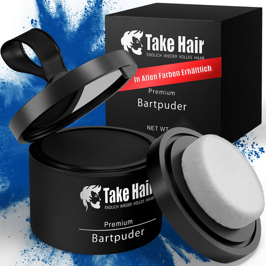 Take Hair Bartfärbemittel I 100% wasserfest I 4g Bartpuder für einen volleren Bart, Bartfärbemittel I Grauabdeckung I Bartverdicker zum Bart färben (Bartpuder Schwarz)